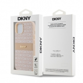 Husa telefon DKNY PU Leather Repeat Pattern Tonal Stripe pentru iPhone 14 Pink