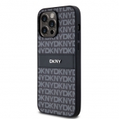 Husa telefon DKNY PU Leather Repeat Pattern Tonal Stripe pentru iPhone 14 Pro Black