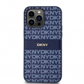 Husa telefon DKNY PU Leather Repeat Pattern Tonal Stripe pentru iPhone 14 Pro Blue