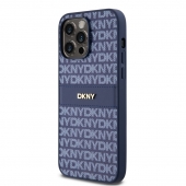 Husa telefon DKNY PU Leather Repeat Pattern Tonal Stripe pentru iPhone 14 Pro Blue