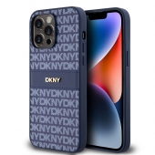 Husa telefon DKNY PU Leather Repeat Pattern Tonal Stripe pentru iPhone 14 Pro Blue