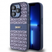Husa telefon DKNY PU Leather Repeat Pattern Tonal Stripe pentru iPhone 14 Pro Max Blue