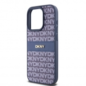 Husa telefon DKNY PU Leather Repeat Pattern Tonal Stripe pentru iPhone 14 Pro Max Blue