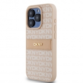 Husa telefon DKNY PU Leather Repeat Pattern Tonal Stripe pentru iPhone 14 Pro Max Pink