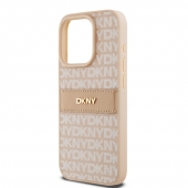 Husa telefon DKNY PU Leather Repeat Pattern Tonal Stripe pentru iPhone 14 Pro Pink
