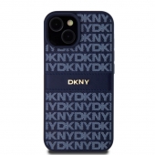 Husa telefon DKNY PU Leather Repeat Pattern Tonal Stripe pentru iPhone 15 Blue