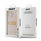Husa telefon DKNY PU Leather Repeat Pattern Tonal Stripe pentru iPhone 15 Pink
