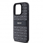 Husa telefon DKNY PU Leather Repeat Pattern Tonal Stripe pentru iPhone 15 Pro Black