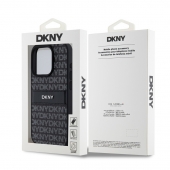 Husa telefon DKNY PU Leather Repeat Pattern Tonal Stripe pentru iPhone 15 Pro Black