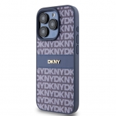 Husa telefon DKNY PU Leather Repeat Pattern Tonal Stripe pentru iPhone 15 Pro Blue