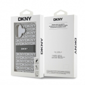 Husa telefon DKNY PU Leather Repeat Pattern Tonal Stripe pentru iPhone 16 Beige