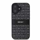 Husa telefon DKNY PU Leather Repeat Pattern Tonal Stripe pentru iPhone 16 Black