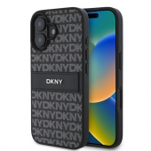 Husa telefon DKNY PU Leather Repeat Pattern Tonal Stripe pentru iPhone 16 Black