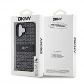 Husa telefon DKNY PU Leather Repeat Pattern Tonal Stripe pentru iPhone 16 Black