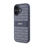 Husa telefon DKNY PU Leather Repeat Pattern Tonal Stripe pentru iPhone 16 Blue