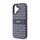 Husa telefon DKNY PU Leather Repeat Pattern Tonal Stripe pentru iPhone 16 Blue