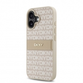 Husa telefon DKNY PU Leather Repeat Pattern Tonal Stripe pentru iPhone 16 Pink