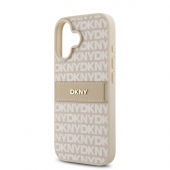 Husa telefon DKNY PU Leather Repeat Pattern Tonal Stripe pentru iPhone 16 Pink