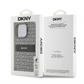 Husa telefon DKNY PU Leather Repeat Pattern Tonal Stripe pentru iPhone 16 Pro Beige
