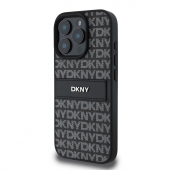 Husa telefon DKNY PU Leather Repeat Pattern Tonal Stripe pentru iPhone 16 Pro Black