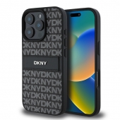 Husa telefon DKNY PU Leather Repeat Pattern Tonal Stripe pentru iPhone 16 Pro Black