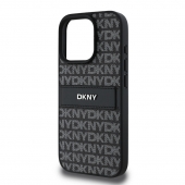 Husa telefon DKNY PU Leather Repeat Pattern Tonal Stripe pentru iPhone 16 Pro Black