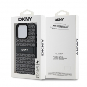 Husa telefon DKNY PU Leather Repeat Pattern Tonal Stripe pentru iPhone 16 Pro Black