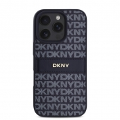 Husa telefon DKNY PU Leather Repeat Pattern Tonal Stripe pentru iPhone 16 Pro Blue