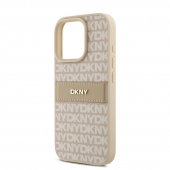Husa telefon DKNY PU Leather Repeat Pattern Tonal Stripe pentru iPhone 16 Pro Pink