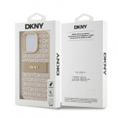 Husa telefon DKNY PU Leather Repeat Pattern Tonal Stripe pentru iPhone 16 Pro Pink