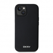 Husa telefon DKNY PU Leather Silver Metal Logo Magsafe pentru iPhone 15 Black