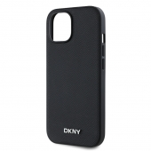 Husa telefon DKNY PU Leather Silver Metal Logo Magsafe pentru iPhone 15 Black