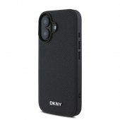Husa telefon DKNY PU Leather Silver Metal Logo Magsafe pentru iPhone 16 Black