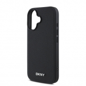 Husa telefon DKNY PU Leather Silver Metal Logo Magsafe pentru iPhone 16 Black