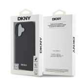 Husa telefon DKNY PU Leather Silver Metal Logo Magsafe pentru iPhone 16 Black