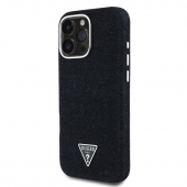 Husa telefon Guess Denim Triangle Logo Magsafe pentru iPhone 16 Pro Black