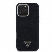 Husa telefon Guess Denim Triangle Logo Magsafe pentru iPhone 16 Pro Black
