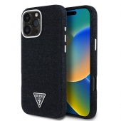 Husa telefon Guess Denim Triangle Logo Magsafe pentru iPhone 16 Pro Black