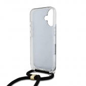 Husa telefon Guess IML 4G Printed Crossbody Strap pentru iPhone 16 Black