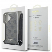 Husa telefon Guess IML 4G Printed Crossbody Strap pentru iPhone 16 Brown