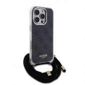 Husa telefon Guess IML 4G Printed Crossbody Strap pentru iPhone 16 Pro Max Black