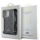 Husa telefon Guess IML 4G Printed Crossbody Strap pentru iPhone 16 Pro Max Brown