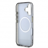 Husa telefon Guess IML Gglitter Magnolia and Triangle Logo Magsafe pentru iPhone 16 Black