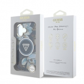 Husa telefon Guess IML Gglitter Magnolia and Triangle Logo Magsafe pentru iPhone 16 Black