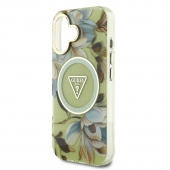 Husa telefon Guess IML Gglitter Magnolia and Triangle Logo Magsafe pentru iPhone 16 Green