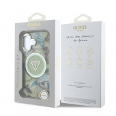 Husa telefon Guess IML Gglitter Magnolia and Triangle Logo Magsafe pentru iPhone 16 Green