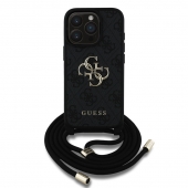 Husa telefon Guess PU 4G Metal Logo Crossbody Strap pentru iPhone 15 Pro Black