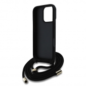 Husa telefon Guess PU 4G Metal Logo Crossbody Strap pentru iPhone 16 Pro Max Black