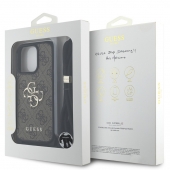 Husa telefon Guess PU 4G Metal Logo Crossbody Strap pentru iPhone 16 Pro Max Brown