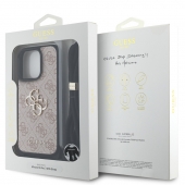 Husa telefon Guess PU 4G Metal Logo Crossbody Strap pentru iPhone 16 Pro Pink